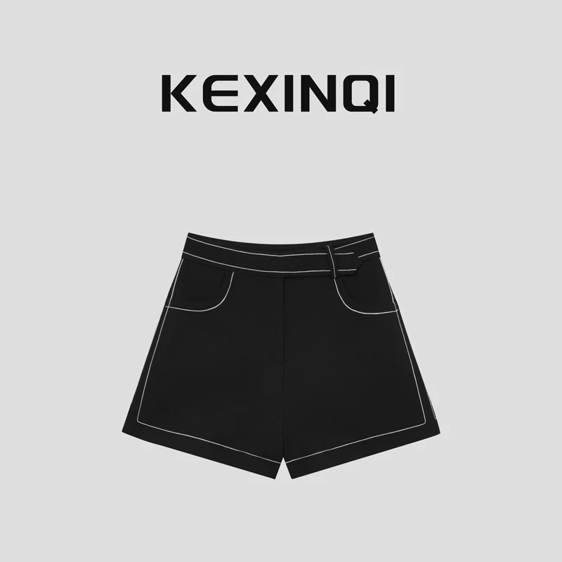 L-KEXIN黑色短裤 2024新款百搭休闲显瘦时尚女款裤-242DKZKX20746