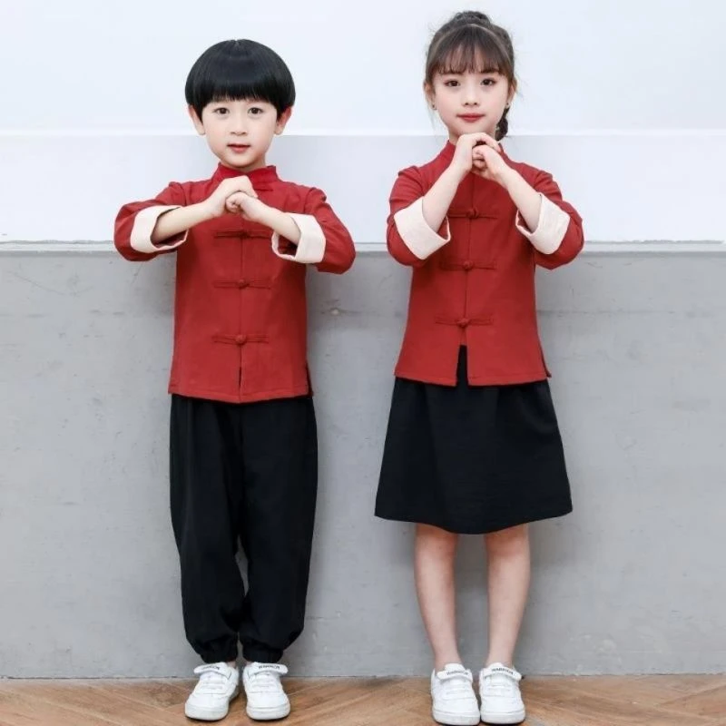 儿童汉服男童中国风六一学生演出服民国风唐装国学服装中秋节合唱