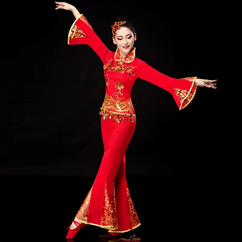 2022新款2019新款舞蹈服套装女跳舞衣服舞蹈服装中老年秧歌服扇