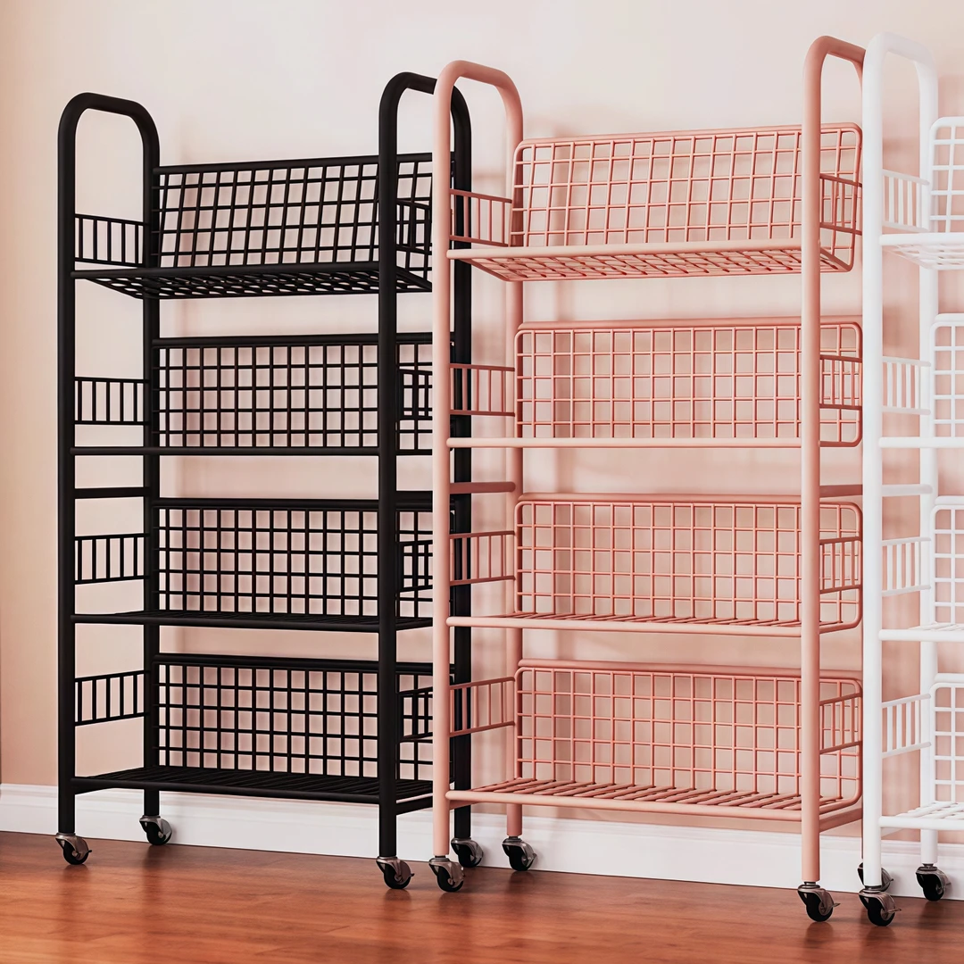 可移动书报架落地多层带轮书本收纳置物架教室课桌旁学生整理架子