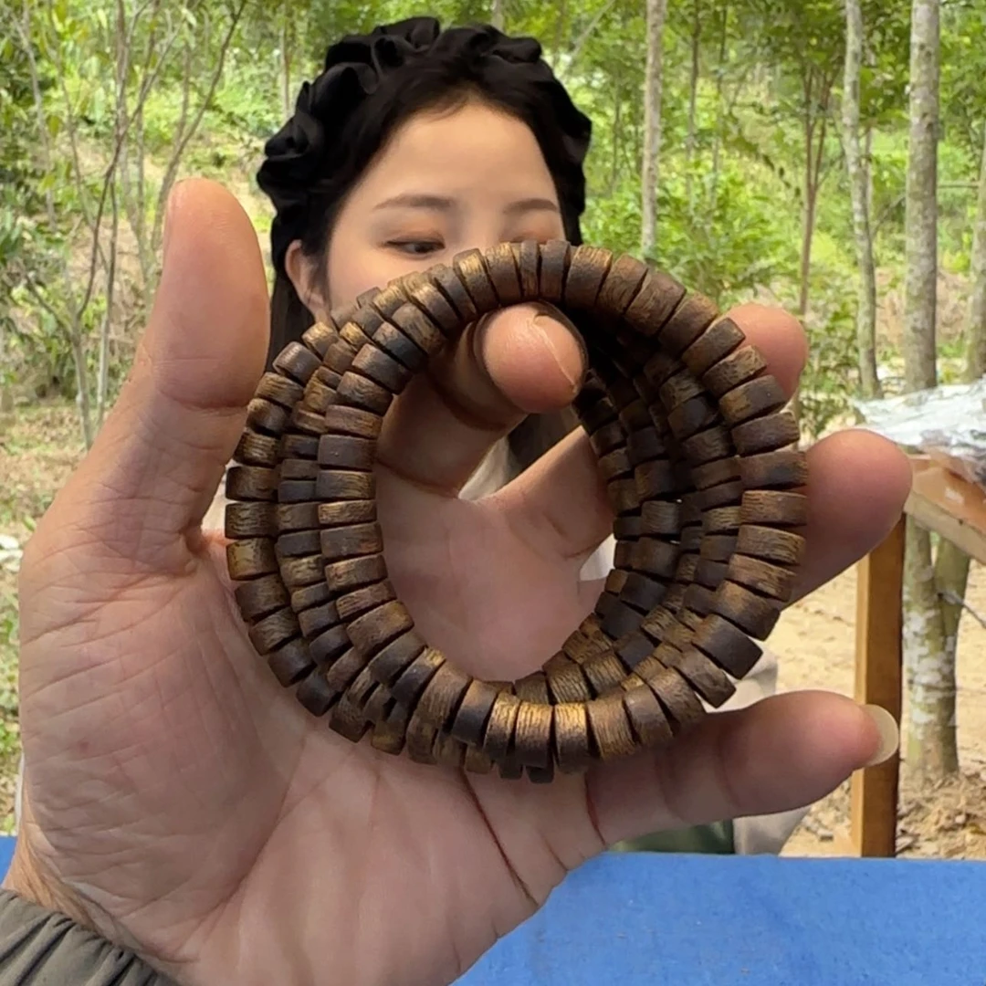 【闪购商品】沉香手串乌身圆叶片珠卡07单圈6克➕多样性发一