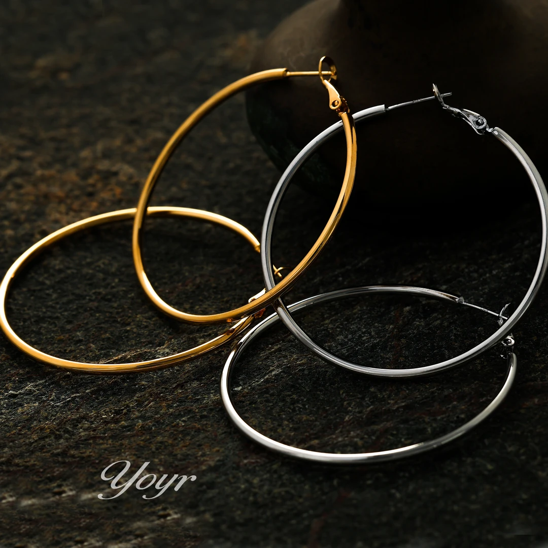 YOYR 铜合金耳饰 瑞丽女团大耳圈 新年ins百搭通勤大气耳环