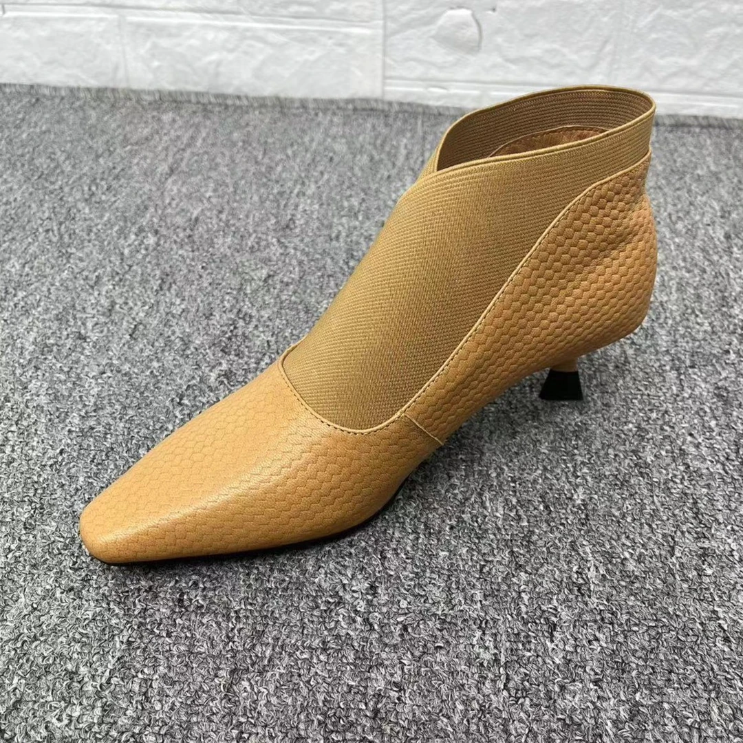 [丽尔手工鞋]缺码捡漏真皮方头编制羊皮皮面/松紧套脚小真皮女鞋