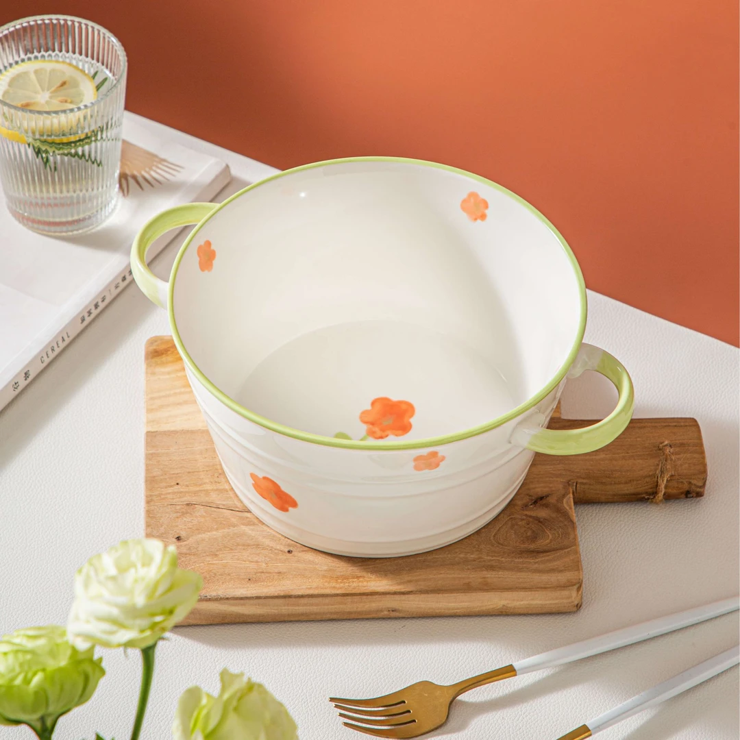 【摩迪泡泡】【小粉花2L汤锅*1亏米浮力】手绘ins清新陶瓷