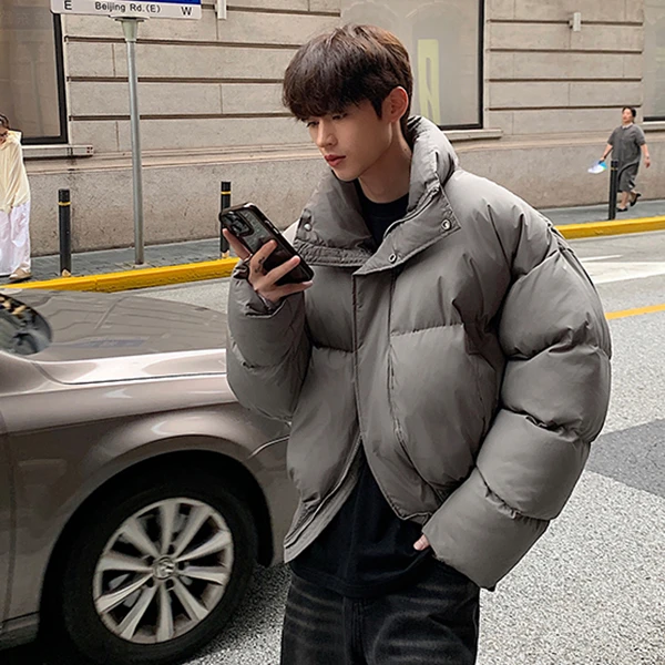 短款棉服男秋冬保暖加厚高级感小众外套情侣装立领面包服棉衣棉袄