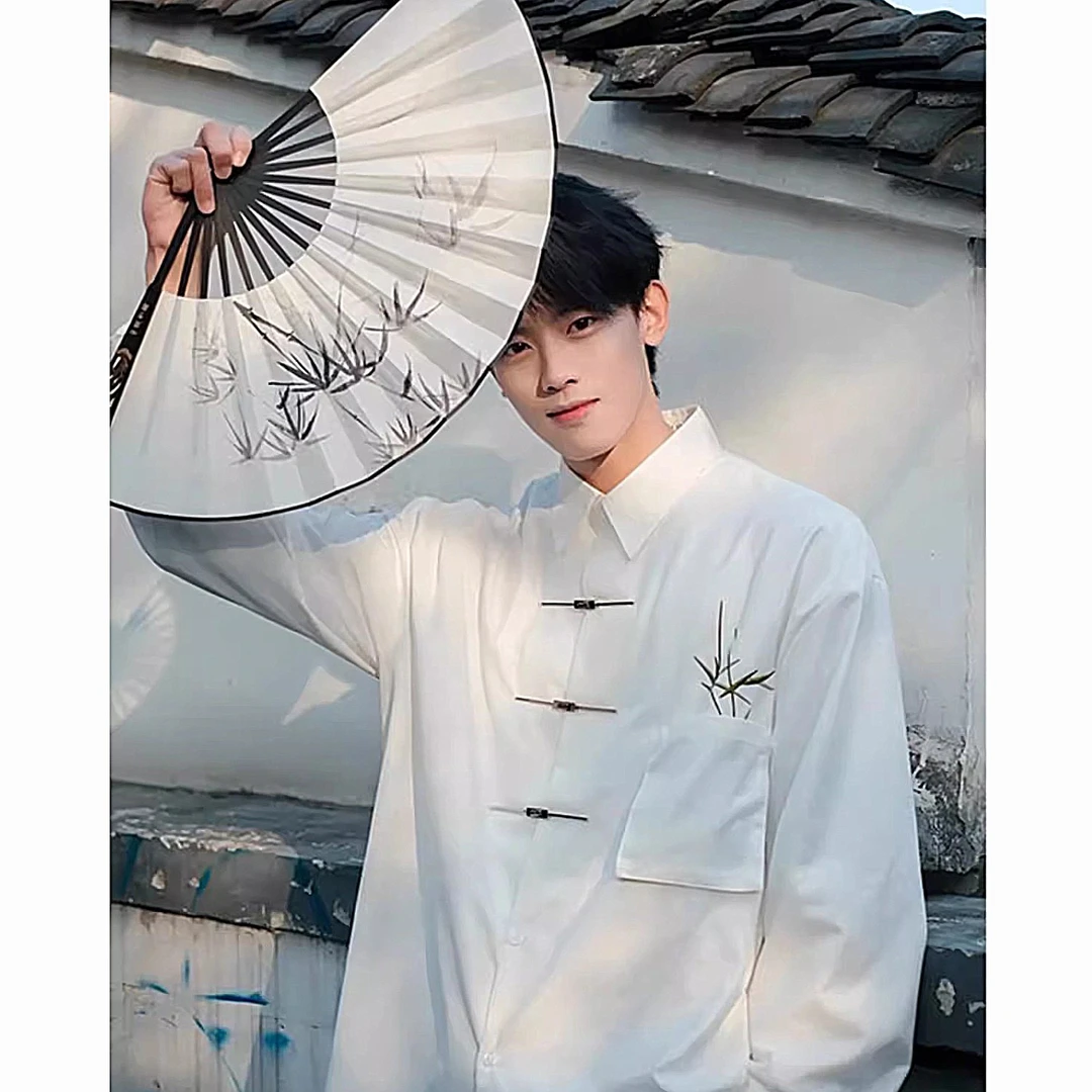 新中式男装衬衫国风长袖衬衣清冷感汉元素唐装汉服改良高级感上衣