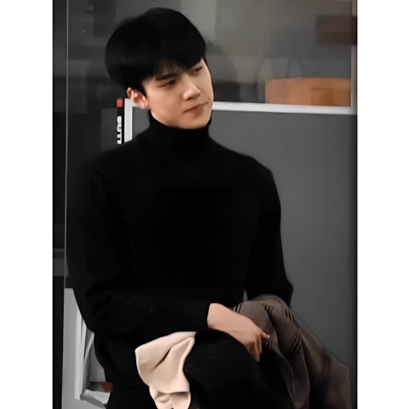 吴世勋同款黑色高领毛衣男秋冬季韩系休闲针织修身内搭打底毛衫男