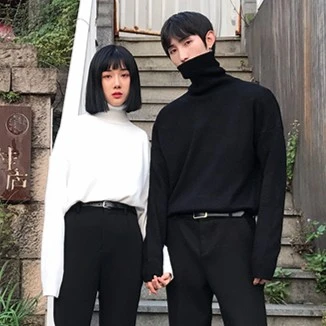 高领毛衣男女秋冬季黑色内搭保暖加厚潮流韩版修身潮牌打底针织衫