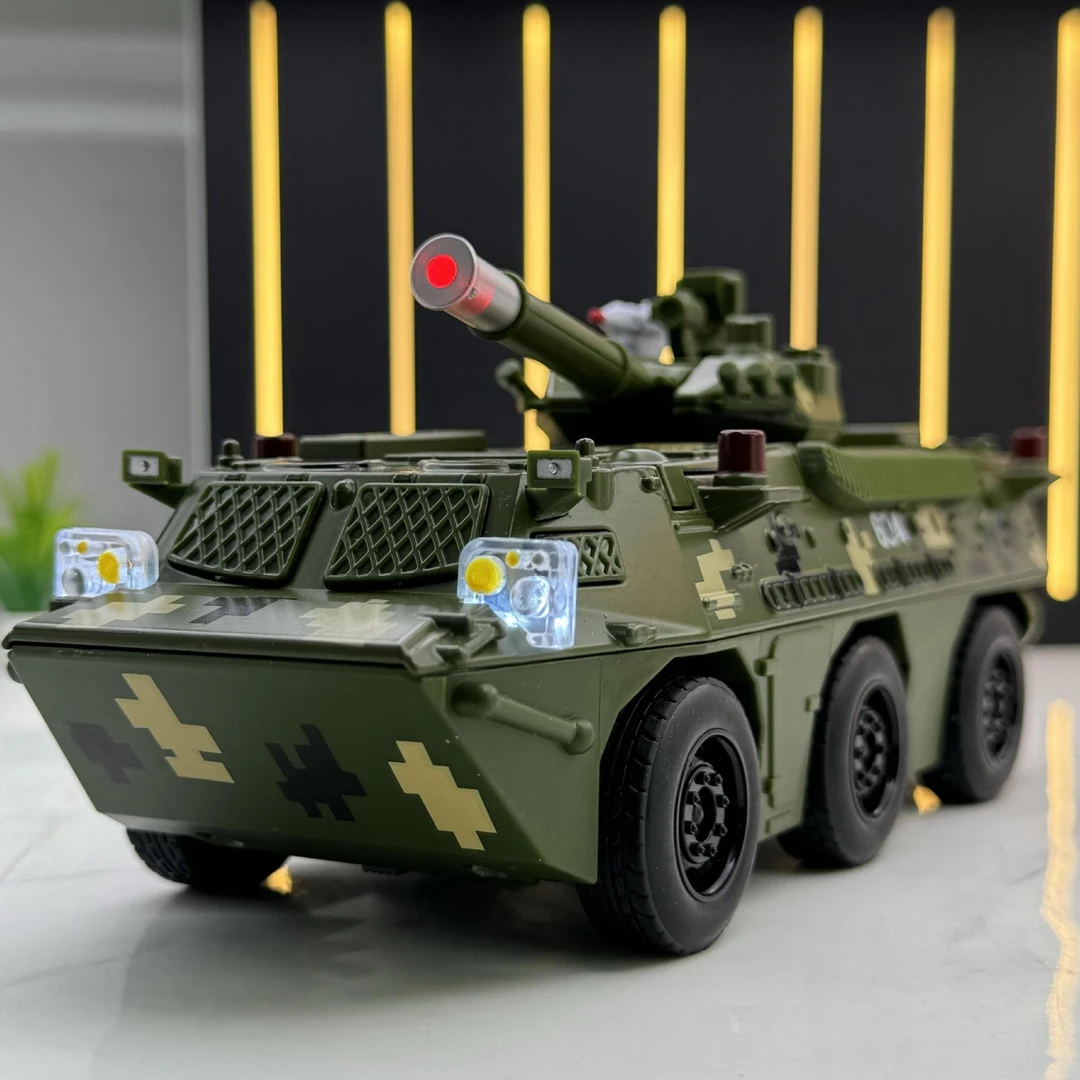 潮玩合金军事模型1:35步兵战车ZSL92式 灯光音效回力开门儿童玩具
