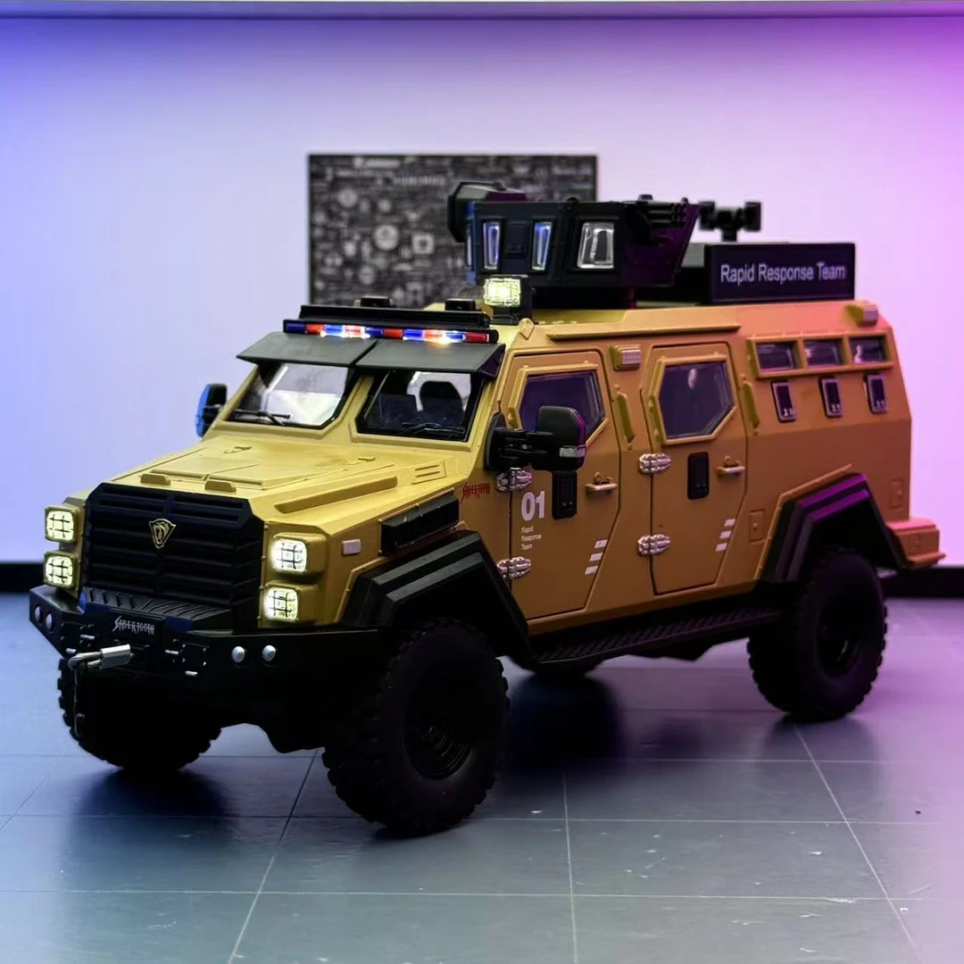 潮玩1:24剑齿虎装甲车合金汽车模型潮玩收藏摆件多功能玩具防爆车