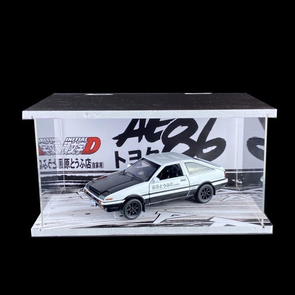 潮玩合金汽车模型1:32丰田AE86亚克力展示盒场景收藏摆件玩具跑车