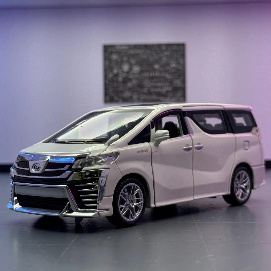 潮玩合金汽车模型1:32丰田威尔法灯光音效回力开门男孩玩具商务车