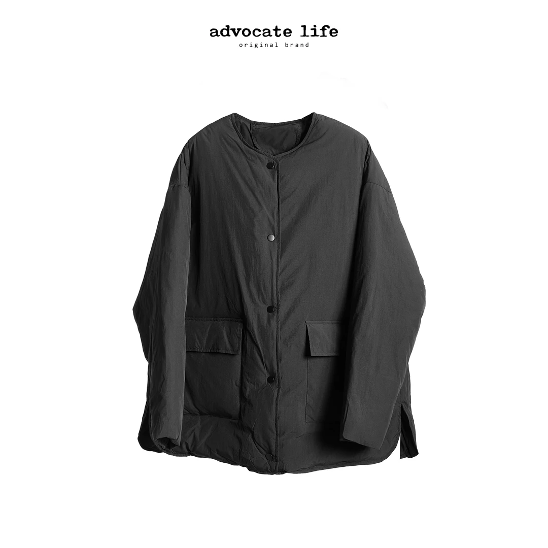 生活主张 2024冬季中长款轻盈保暖无领衔缝休闲宽松外套 HQ382524