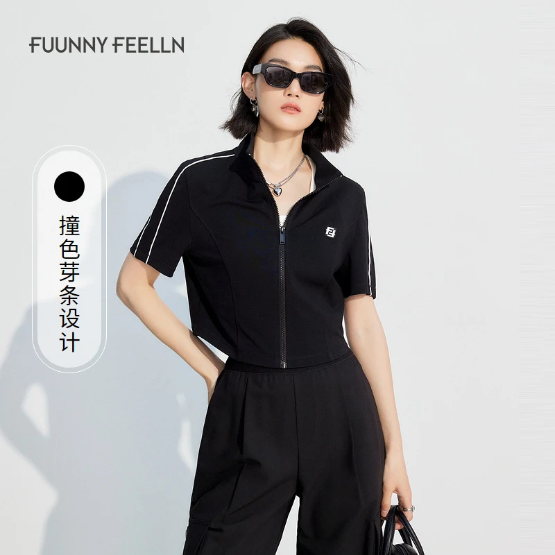 【达人专属】FF仿佛黑色短外套女短袖休闲时尚截短式FC00780