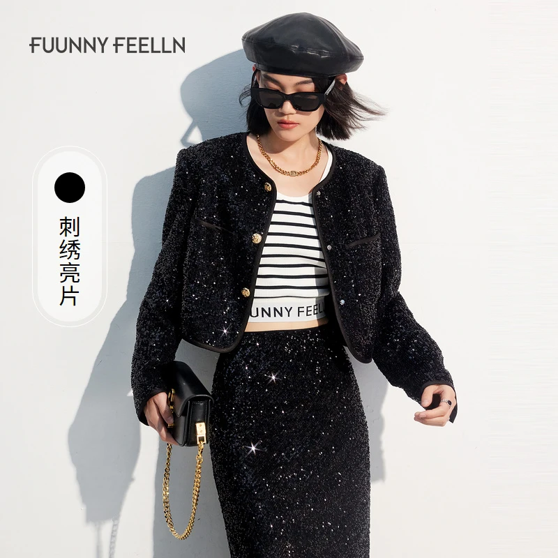 FF||仿佛小香风短外套女上衣亮片高级感FC00691