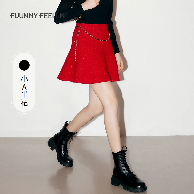 FF||仿佛秋季半身裙女a字高腰亮片包臀设计感FW00654