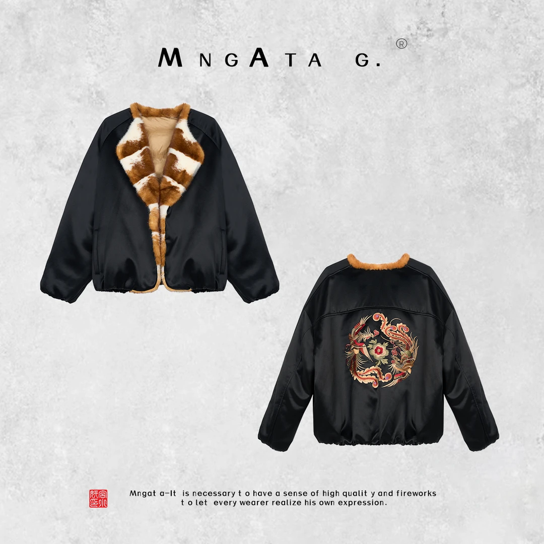 宫小妍宫小妍【曼奢·十字貂 】刺绣鹅绒派克服羽绒服秋冬X280460