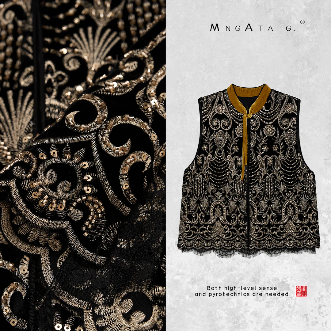 MNGATA G.宫小妍【琳琅满目】早秋新中式中国风古韵真丝马甲X280217