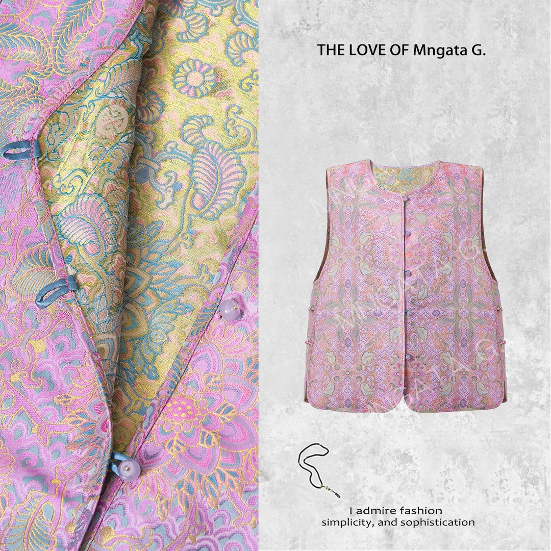 MNGATA G.宫小妍【织金彩鳞宝相花】桑蚕丝新中式秋冬马甲4X0302701