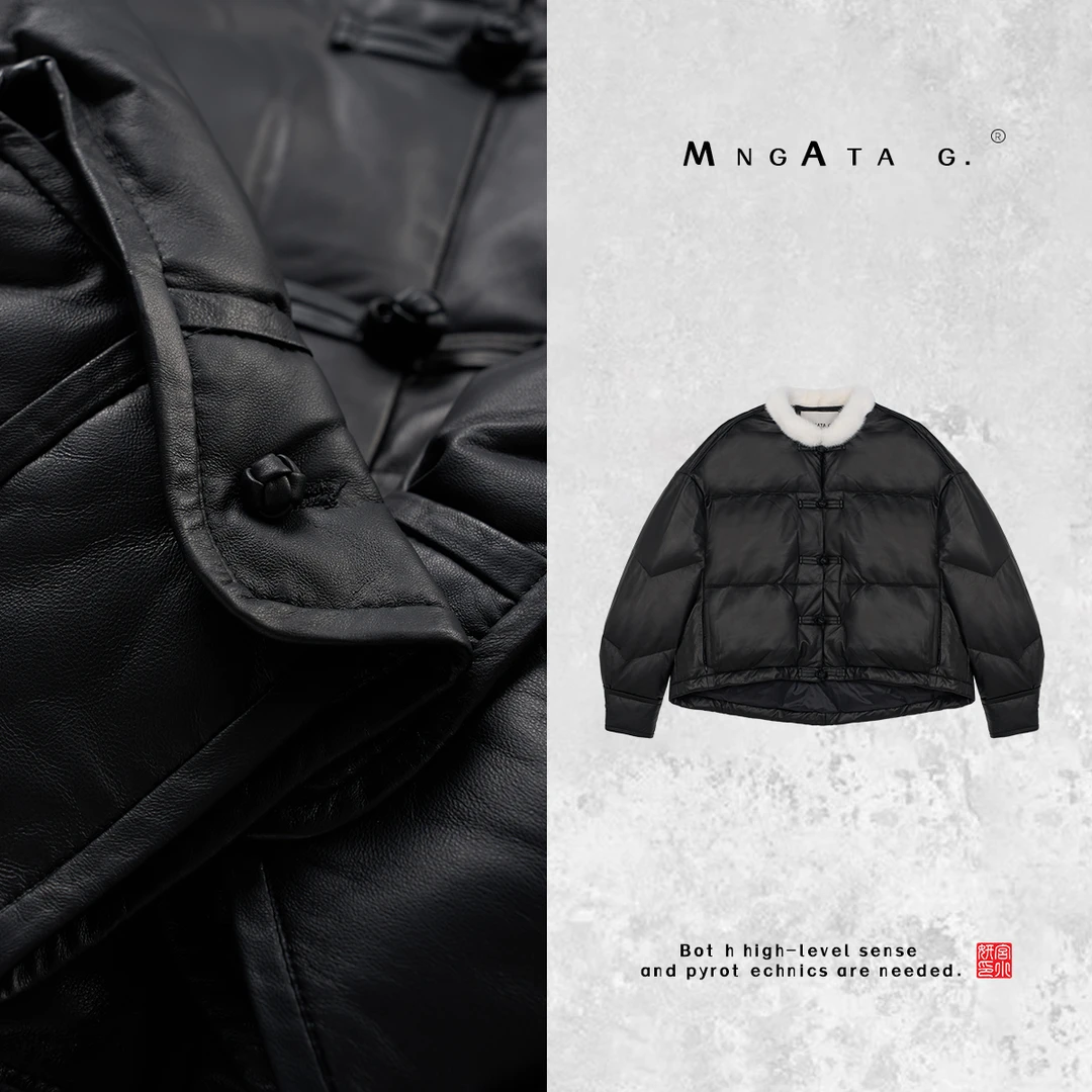 MNGATA G.宫小妍【昆仑煮雪】羊皮鹅绒拼水貂新中式秋冬外套X280403