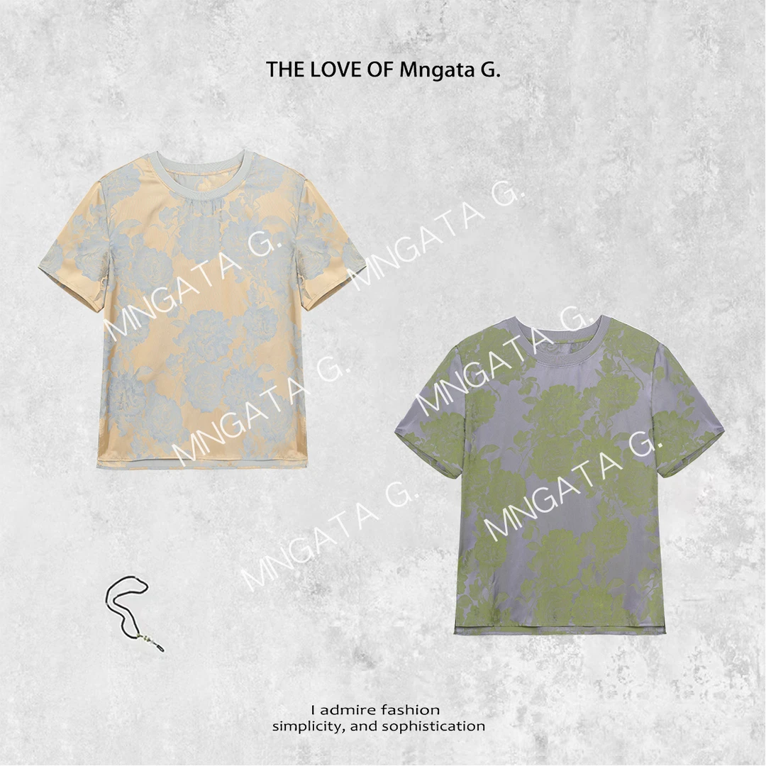 MNGATA G.宫小妍【花赏】夏日新中式中国风穿搭提花穿搭短袖4060517