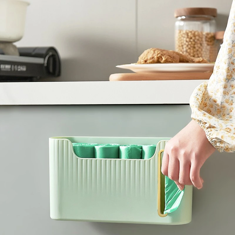 【佳麟】垃圾袋收纳盒壁挂免打孔垃圾袋抽拉盒