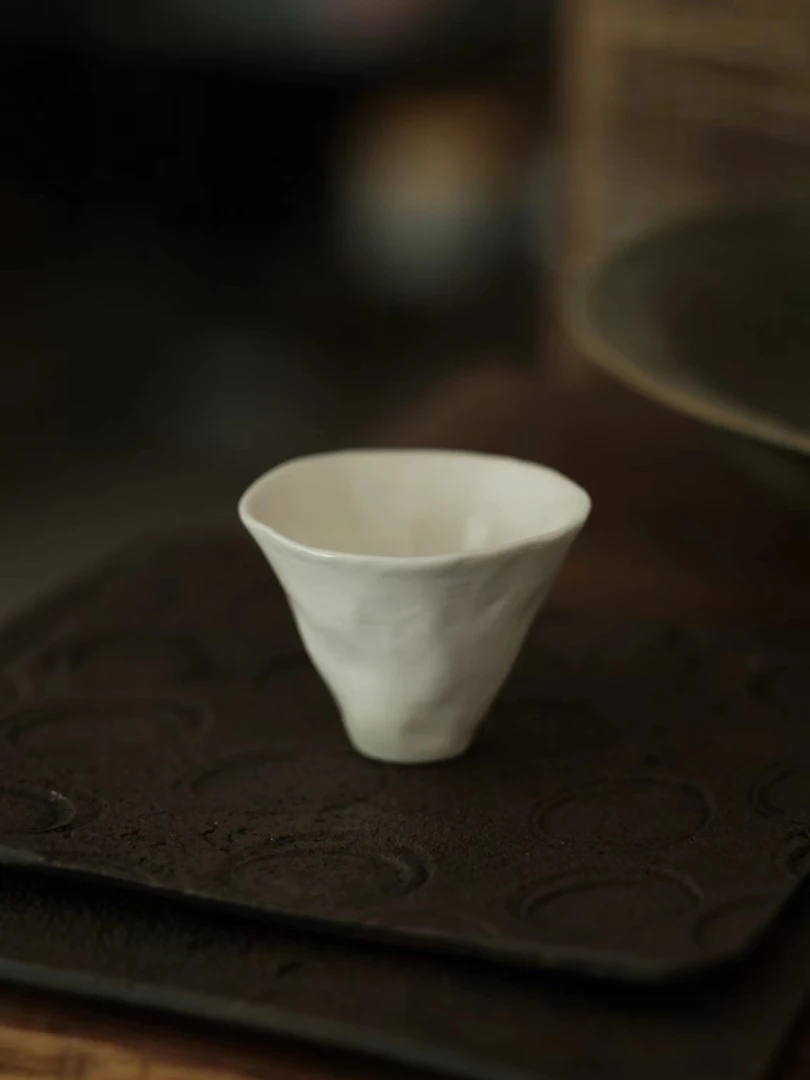 手捏白瓷杯·全手主人杯·客杯