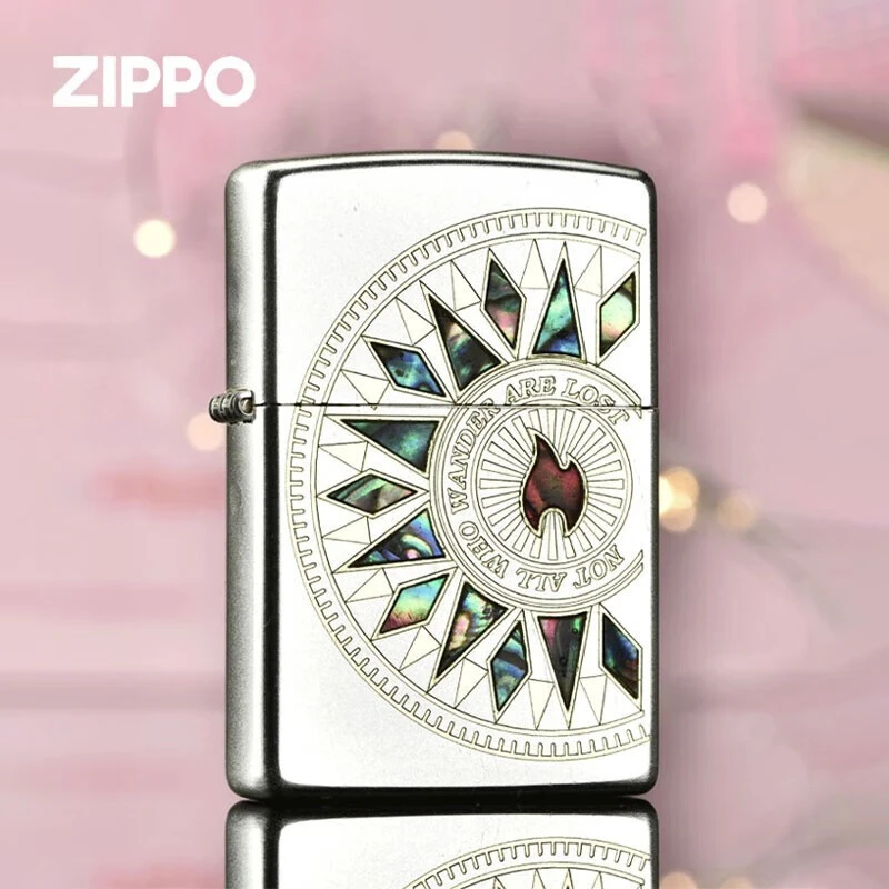 ZIPPO打火机贝壳半圆罗盘煤油防风生日礼物男