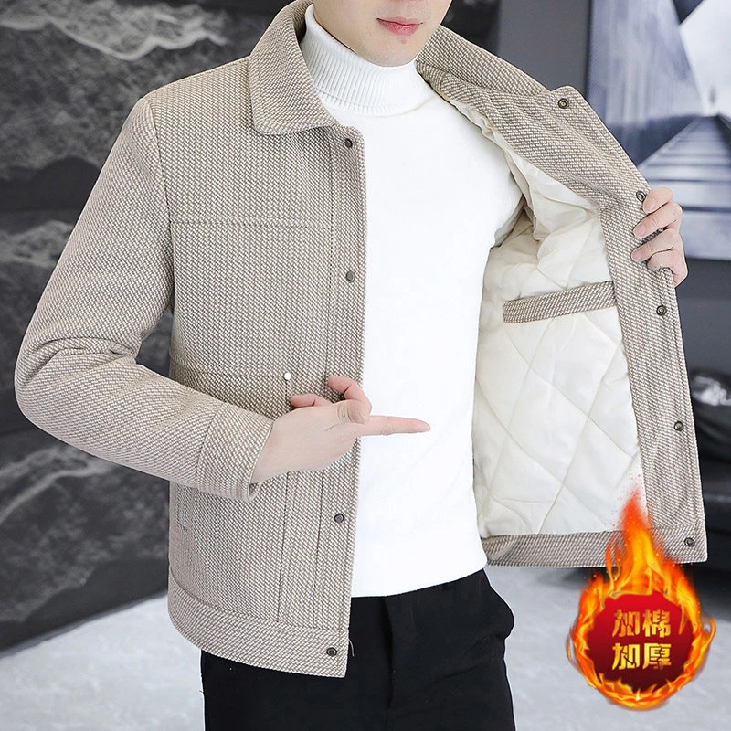 (森弟)2024秋冬新款男士加棉加厚夹克外套潮流翻领休闲百搭帅气