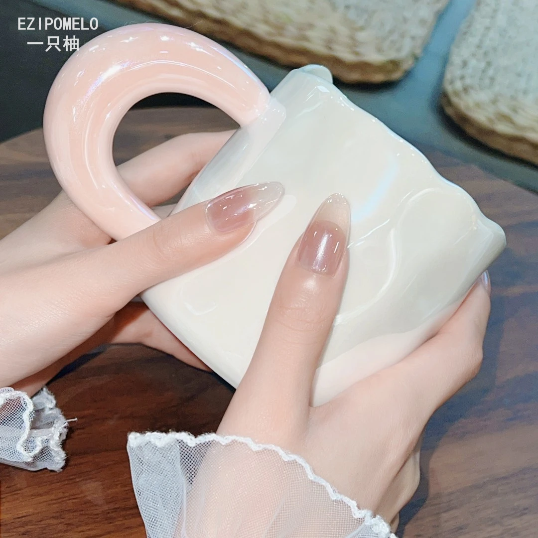 一只柚【薄雾暮云色】新款猫眼镭射渐变美甲高级显白纯手工穿戴甲