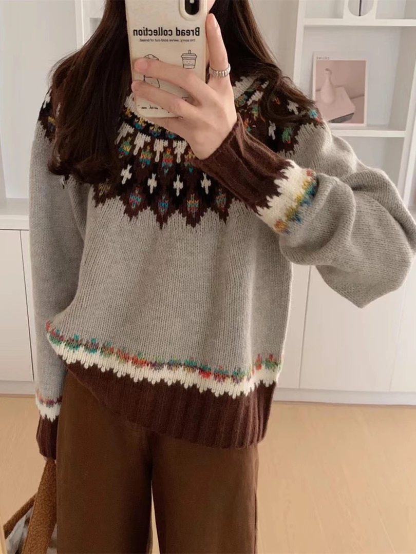 复古套头孔雀毛衣