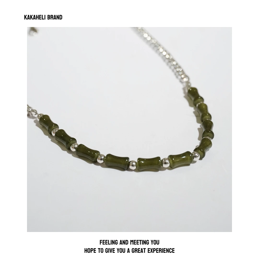 钛钢项链 气质轻奢百搭新中式古风小众简约镶嵌竹节项链KK1730