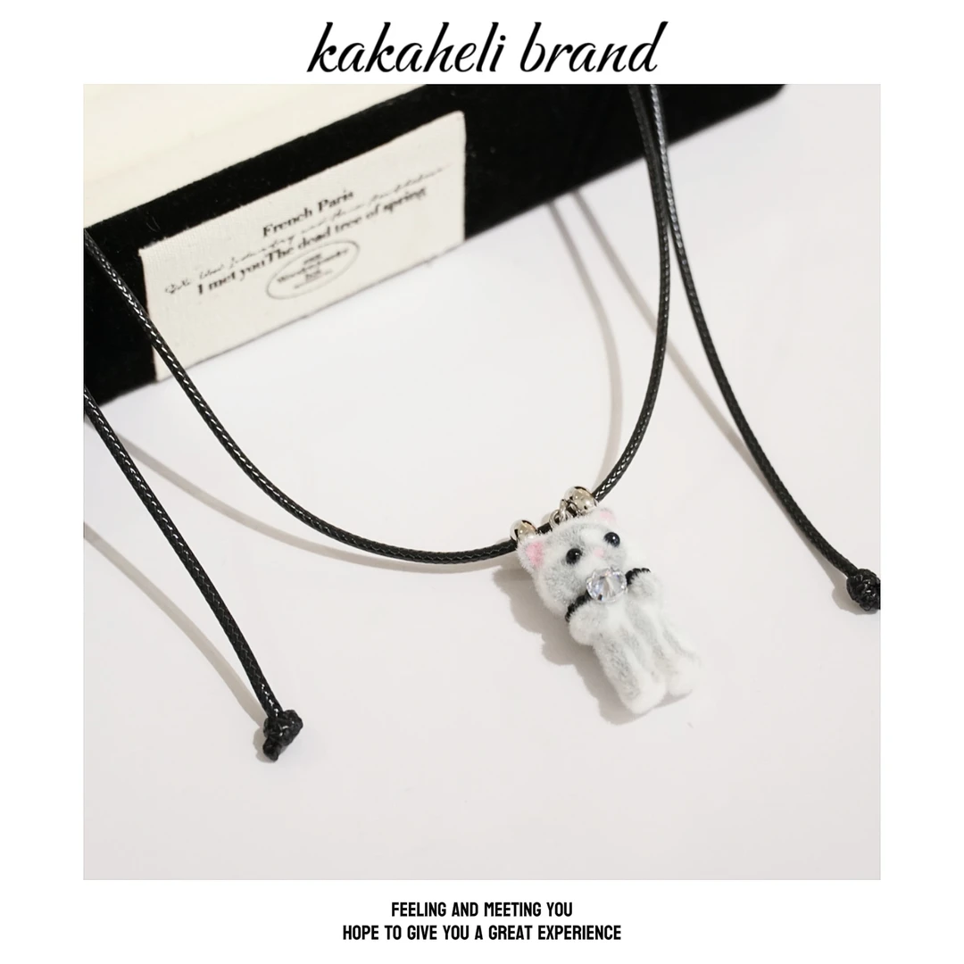 钛钢项链 时尚百搭情侣小众创意简约学生可爱喵咪项链KK2325