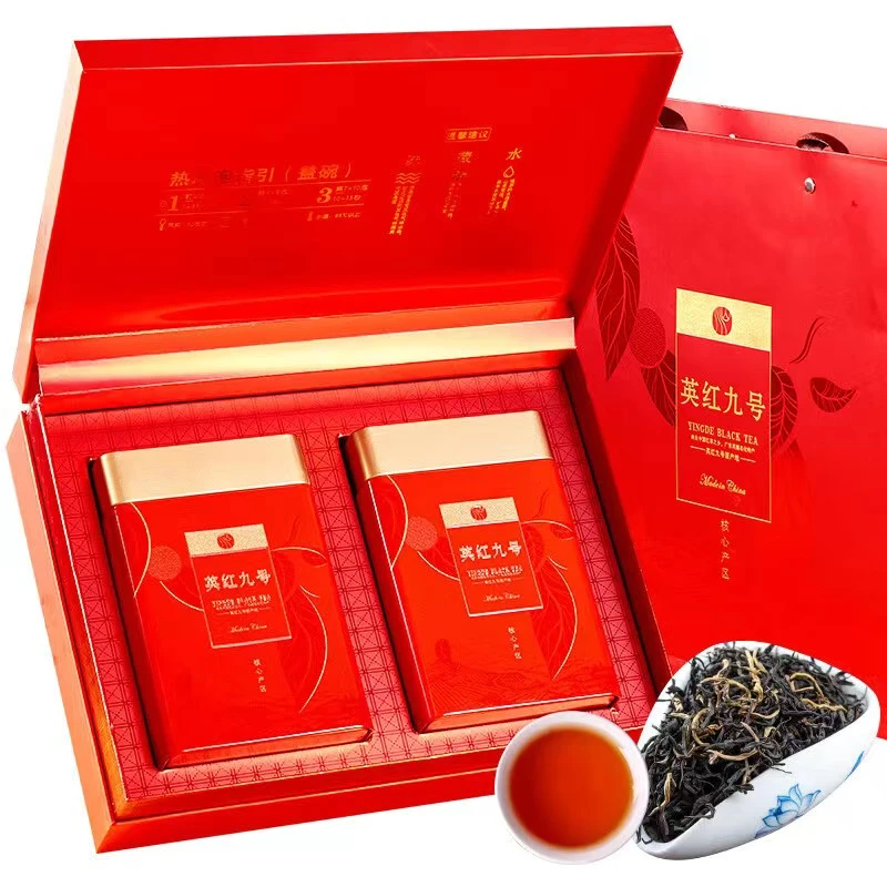 英红九号茶叶广东特产英德英红九号红茶蜜香一级工夫茶礼盒装500g