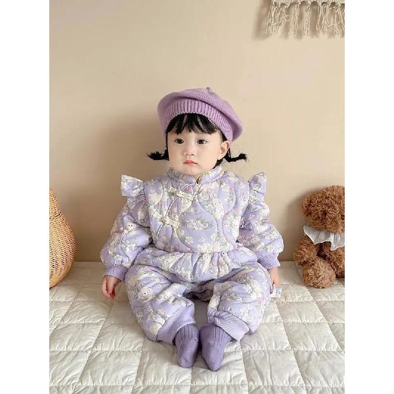 婴儿衣服秋冬超萌夹棉保暖哈衣宝宝冬装连体衣可爱加绒加厚外出服