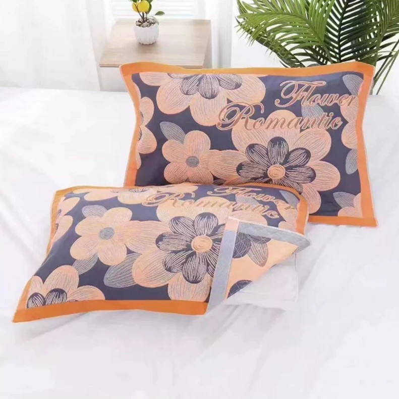 炫彩太阳花棉纱枕巾52*78cm一对-DQ