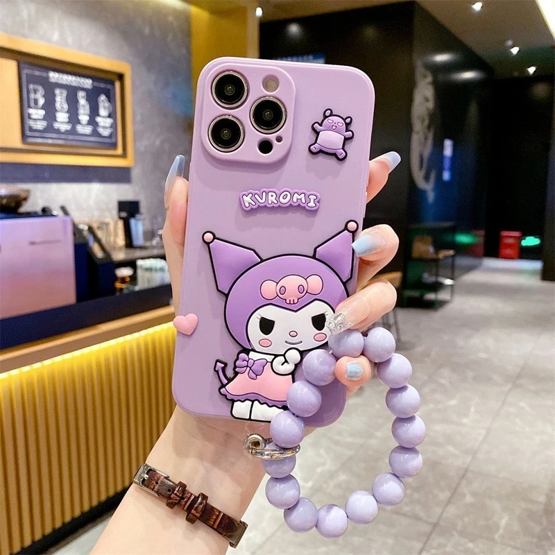 库洛米手机壳女款可爱创意镜头全包防摔立体ins卡通网红少女手链