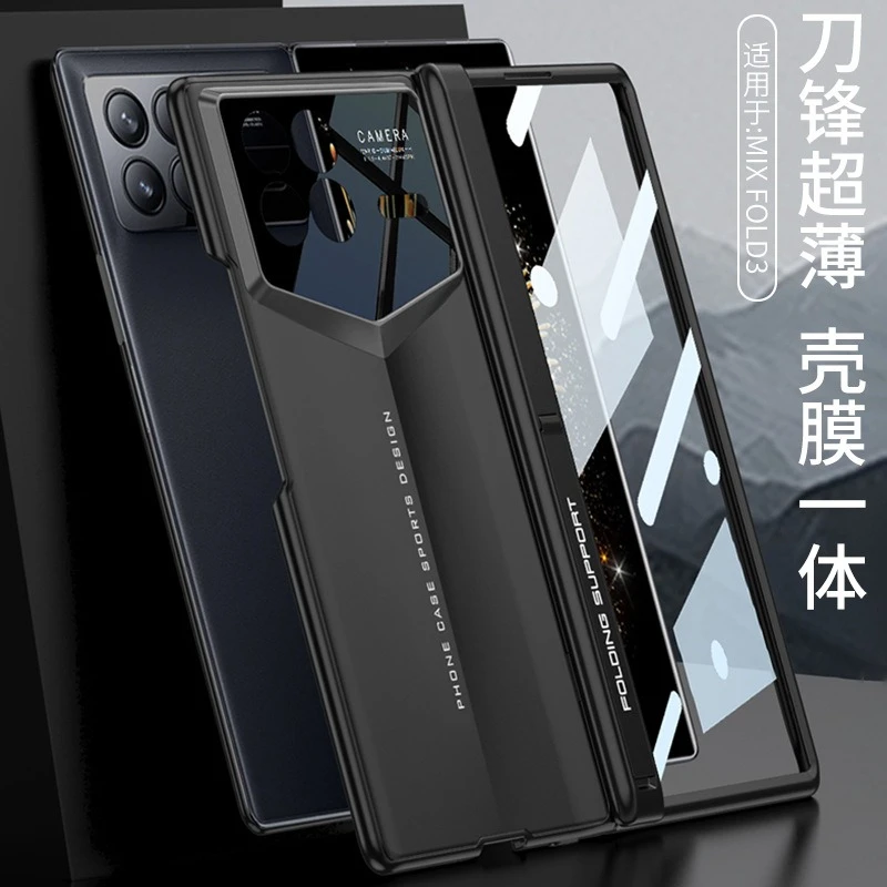 折叠屏真皮超薄镜面透明手机壳MixFold3全包防摔磁吸铰链保护套