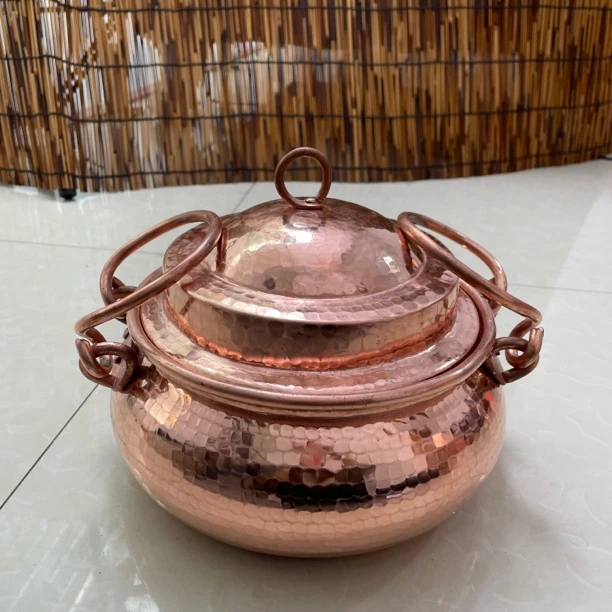 【新茂铜艺】纯紫铜手工锤点圆肚锣锅加厚