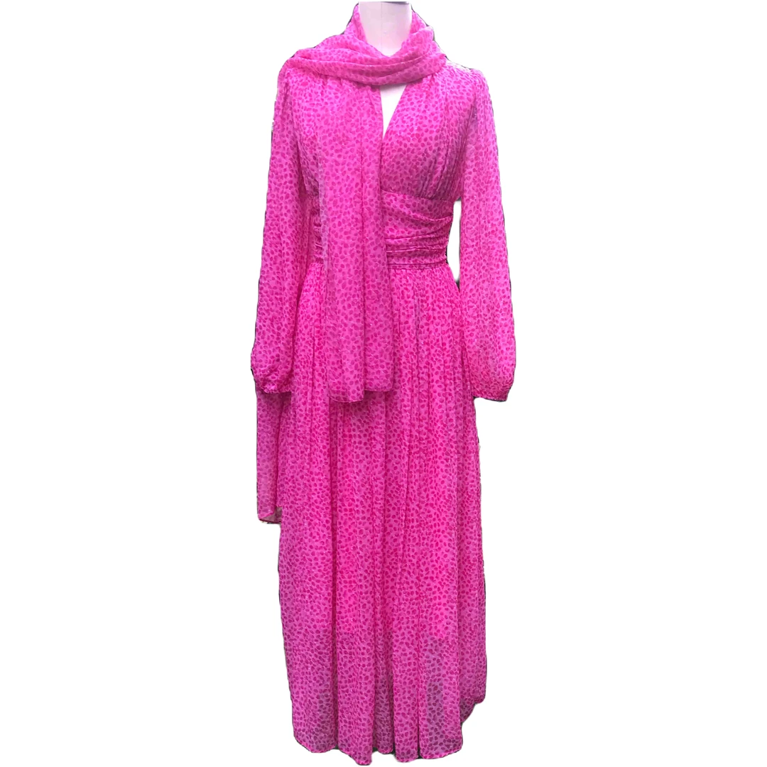 桑蚕丝真丝围巾款长裙显瘦连衣裙气质时尚优雅设计收腰轻奢长袖