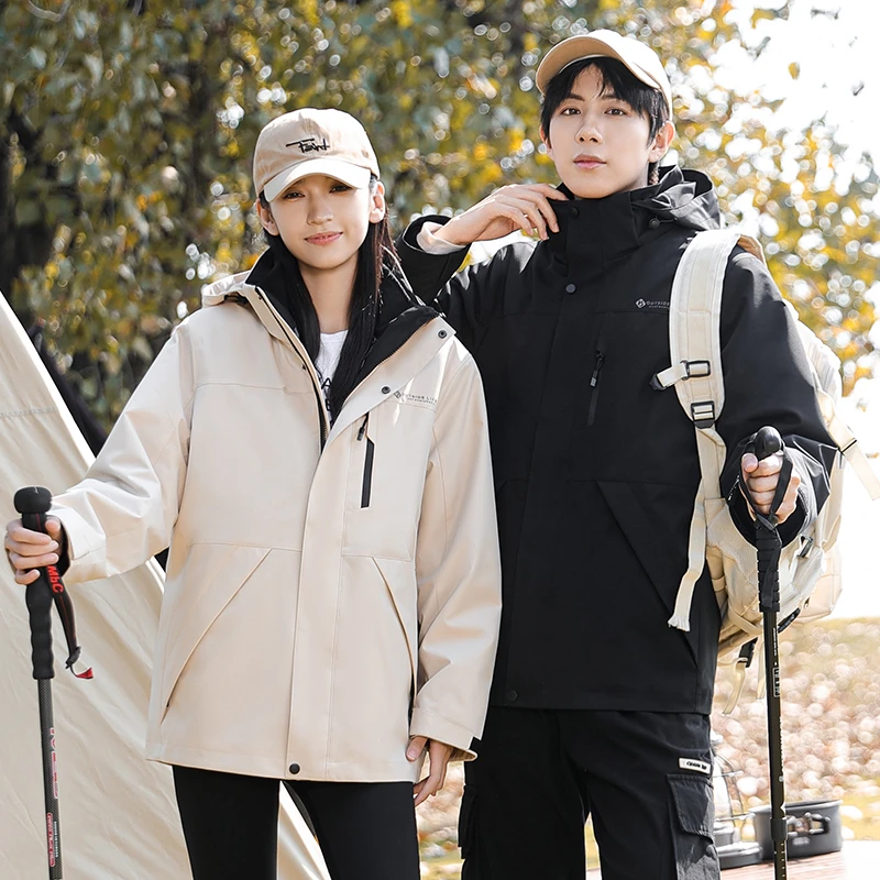 波司登直播爆款冲锋衣羽绒服男女情侣装拼色可二开鹅绒内胆三合一