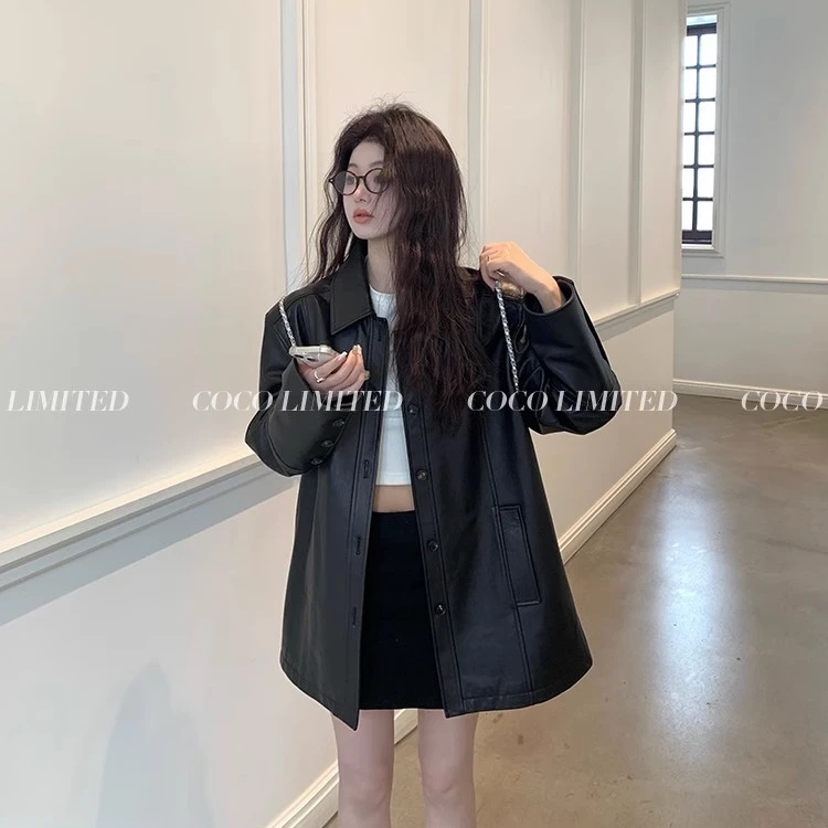 COCO LIMITED“热辣拽姐”贾玲同款进口植鞣绵羊皮真皮皮衣外套