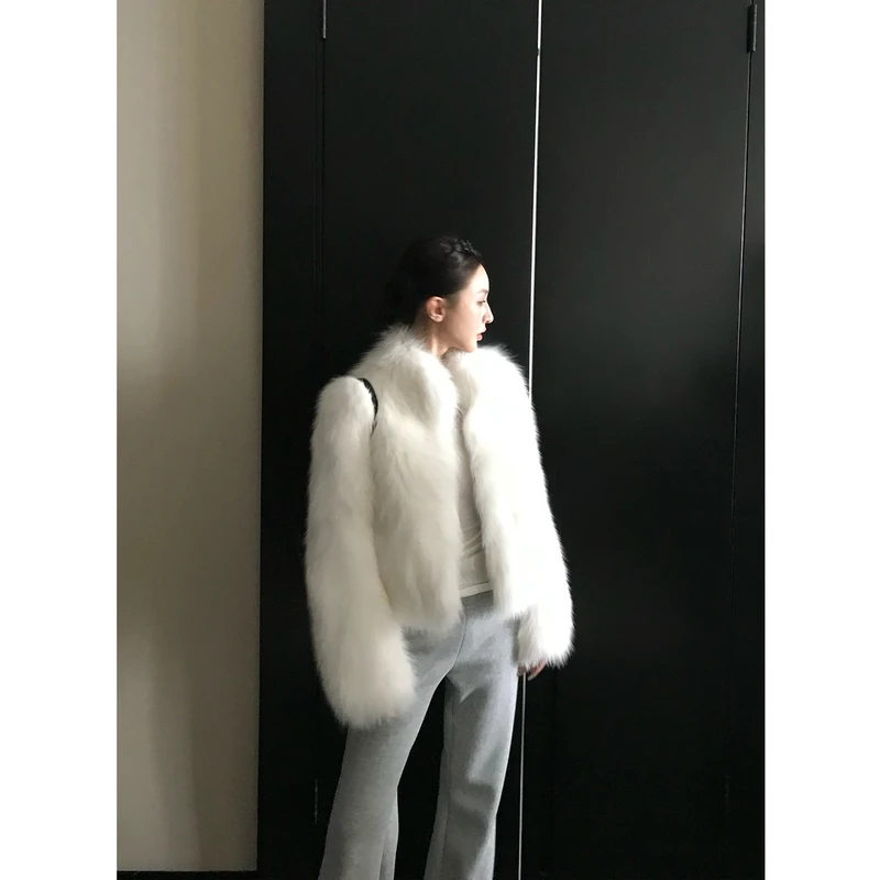 COCO皮草"北欧海岛"芬兰SAGA进口狐狸毛立领皮草短款外套