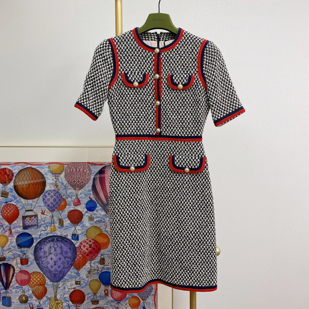 【Gucci 】#古驰珍珠扣连衣裙 38码/市12000/95新/08200305/黎