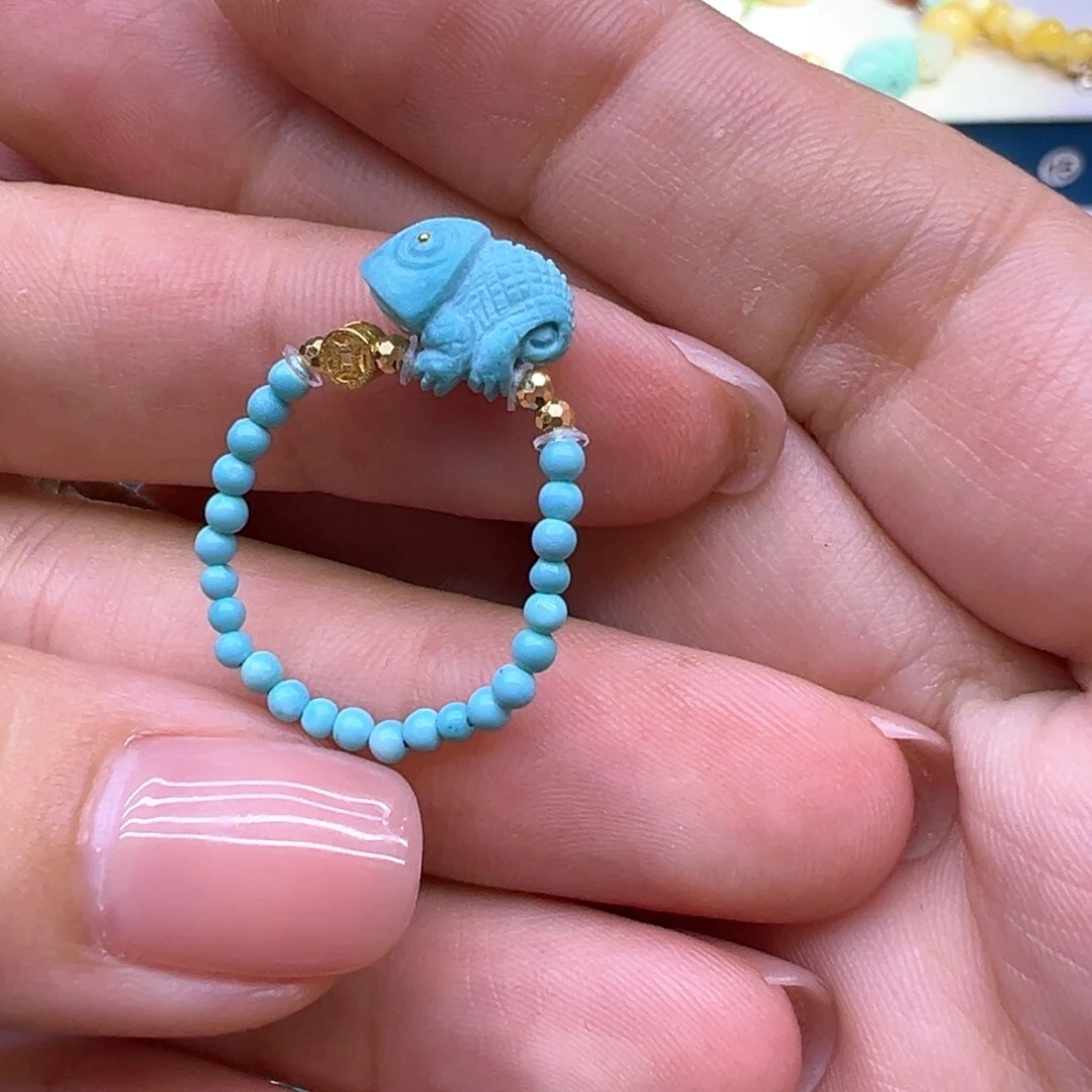 绿松石戒指18K金镶嵌戒指