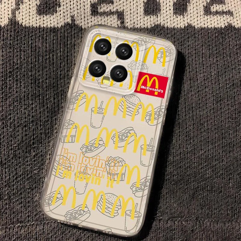 小米14网红M记吉祥物新款手机壳网红防摔透明潮牌保护套全包磨砂