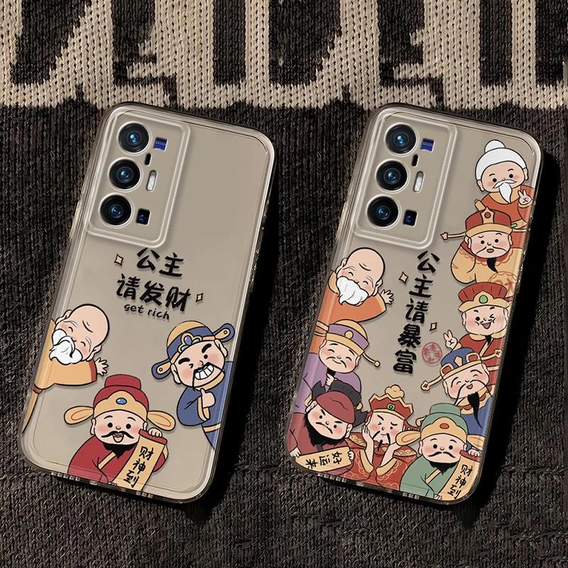 vivox70pro+新款网红公主发财暴富透明手机壳不发黄全包卡通创意