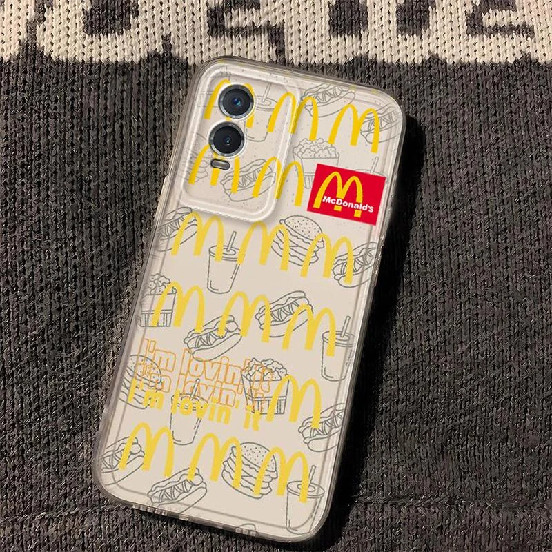 vivoy76s网红M记吉祥物新款手机壳网红防摔透明潮牌保护套全包磨