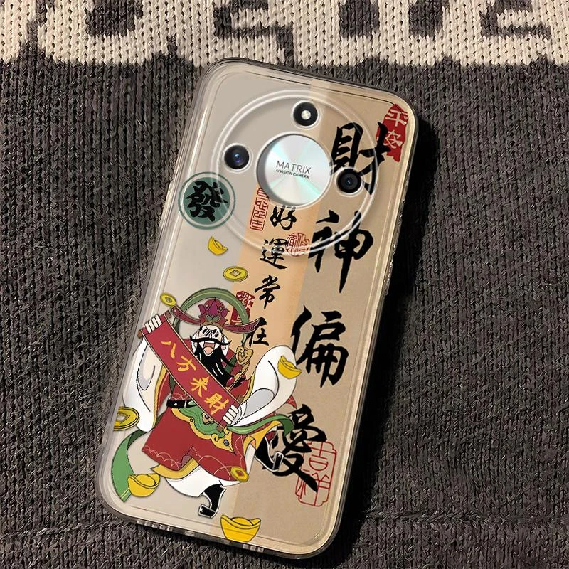 适用荣耀x50新款网红手机壳财神到透明保护套超薄全包磨砂防摔壳