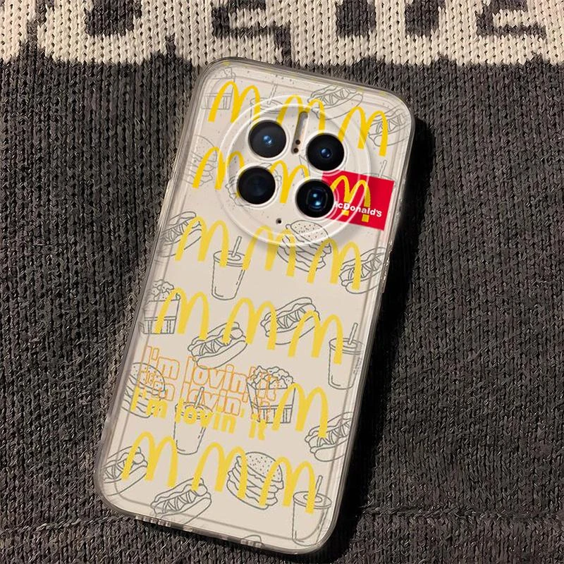 华为mate50pro网红M记吉祥物新款手机壳网红防摔透明潮牌保护套全